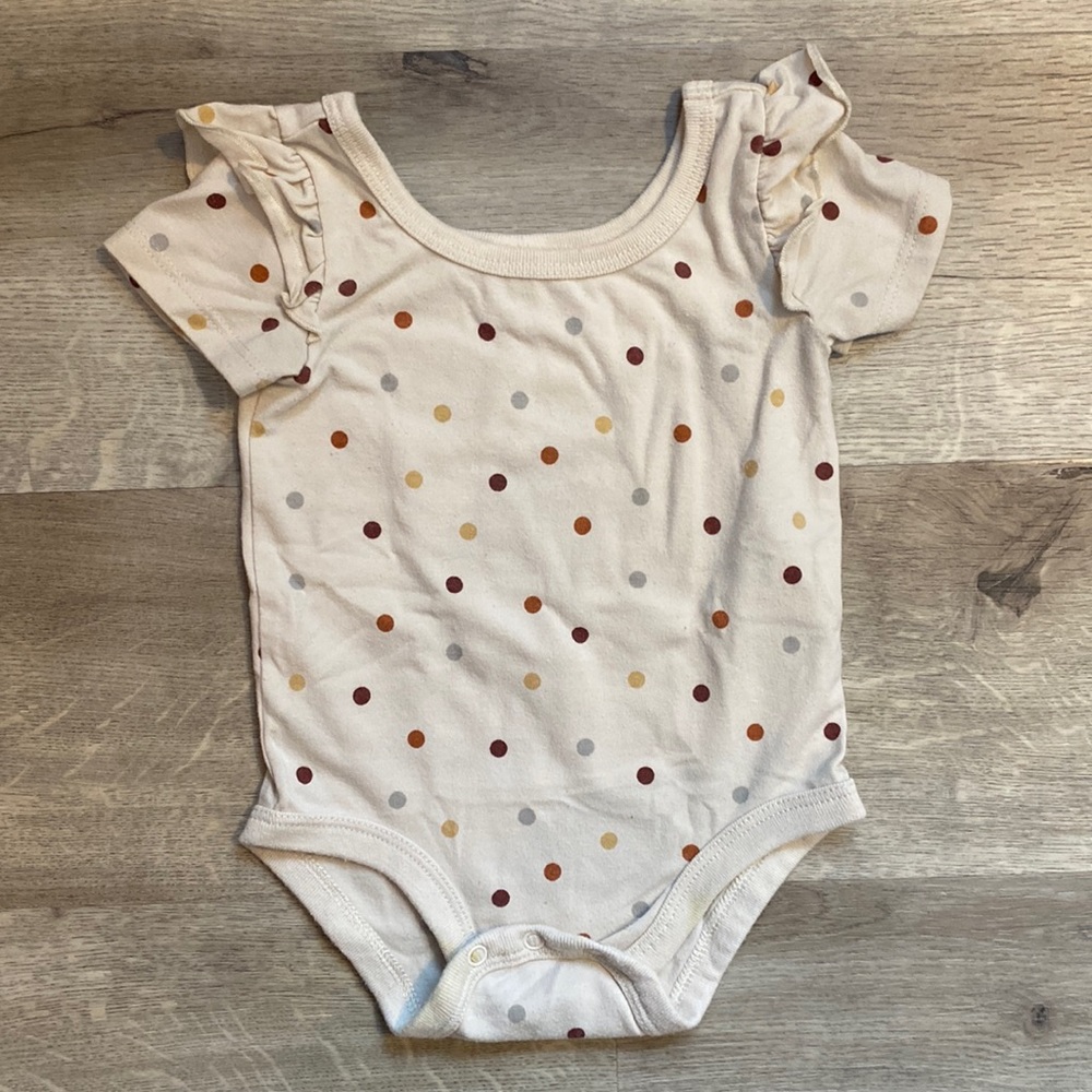 6m neutral polka dot onesie